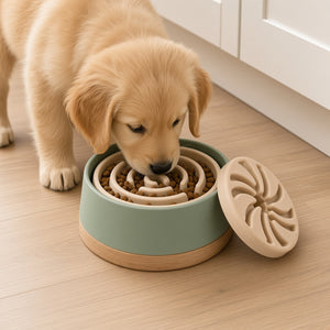 Adjustable Nutrient Slow Feeder - puppy eating from the feeder