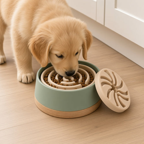 Adjustable Nutrient Slow Feeder - puppy eating from the feeder